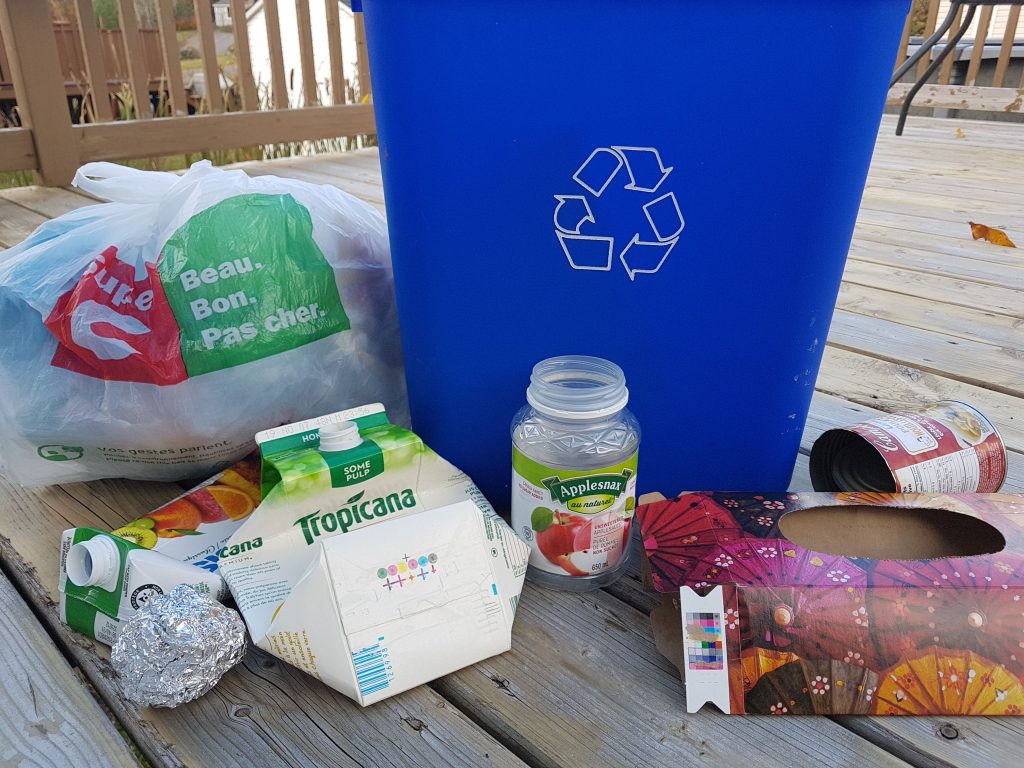 recyclage, sacs, cartons, aluminium
